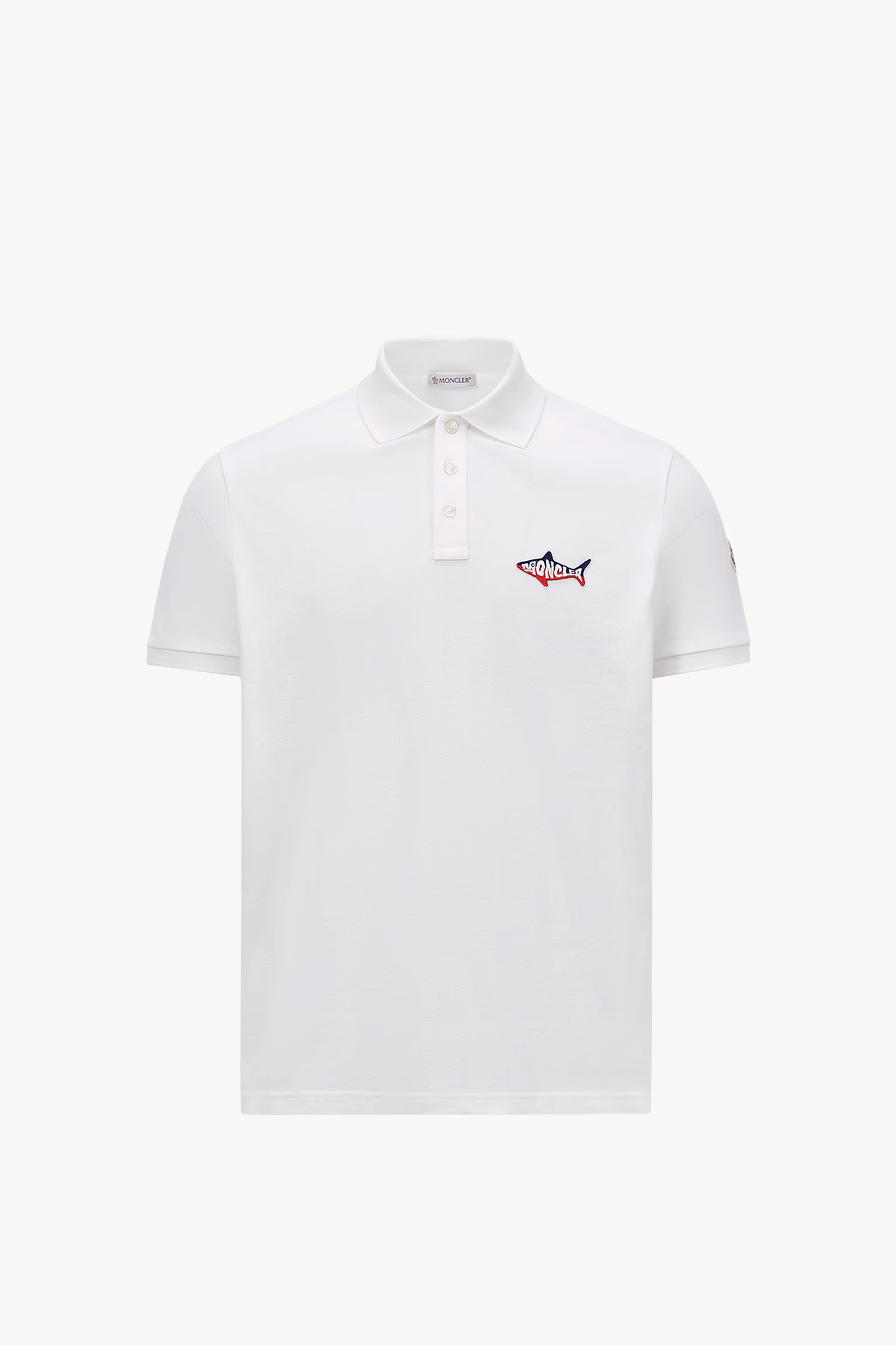 Polo de piqué de algodón con parche de tiburón Hombre Blanco Moncler 2